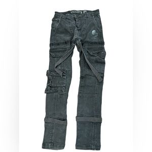 Heritage America Men’s Jeans Black Cargo Style Excellent. 34x33